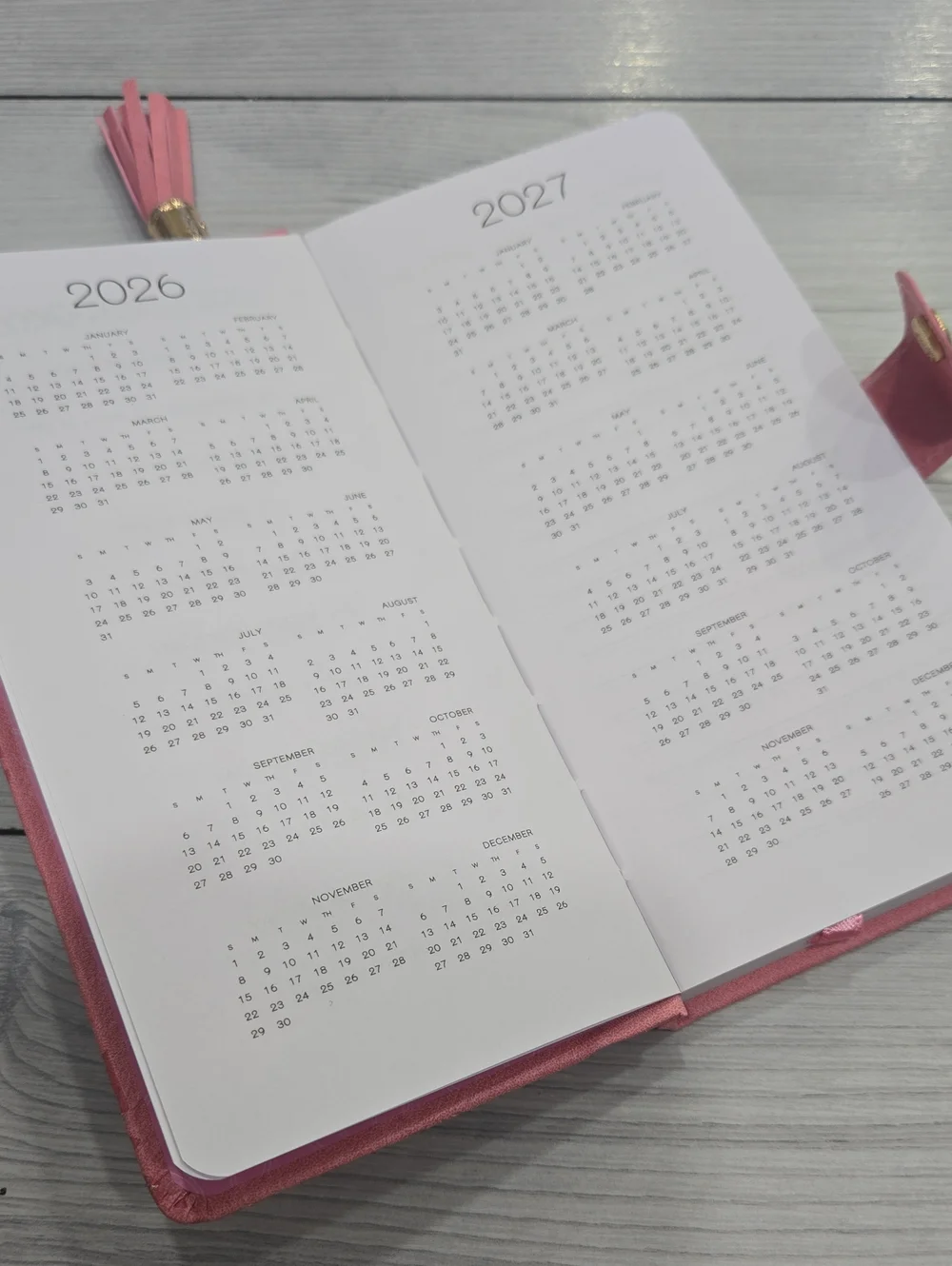 2027 Pink Floral Daily Planner with Tassel